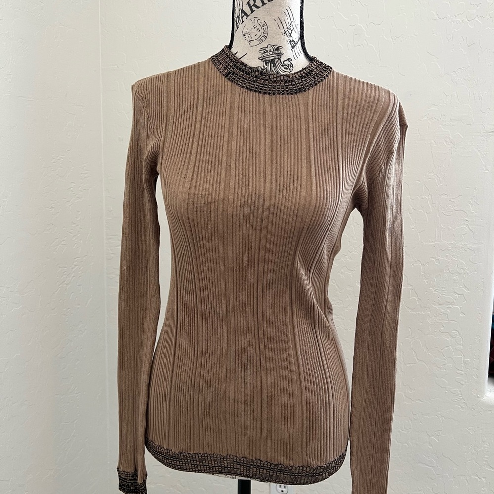 Ganni brown crewneck sweater